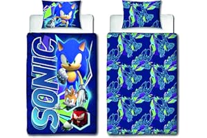Character World Sonic Prime Officially Licensed Sonic the Hedgehog Design Gaming Single Duvet Cover Set | Reversible 2 Sided Bedding Including Matching Pillow Case | Perfect For Kids Bedroom