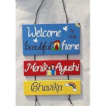 ROSE GARDEN ART Home Door Wooden Name Plate with Acrylic Paint ...