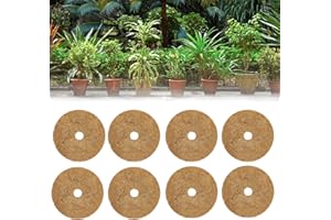 Auptiz 8 Pezzi di Cocco per pacciamatura in Cocco, Copertura per Disco di Protezione in Fibra di Cocco con Anello di Cocco per Piante