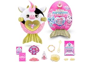 Rainbocorns Mermaidcorn Series 7 Cow - Collectible Plush - Mermaid Surprises, Cuddle Plush Stuffed Animal, Stickers, (Cow)