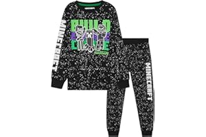 Minecraft Pijamas para Niños - Conjunto de Pantalones y Camiseta Larga, Pijamas Chico Invierno - Regalo Chico