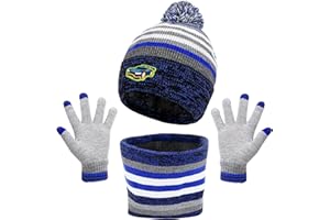 Maylisacc Set Cappello Sciarpa e Guanti Invernali Bambini dai 3 ai 6 Anni con Fodera in Pile a Doppio Strato, Berretto Pon Pon Lavorati a Maglia Snood e Guanto Caldi per Ragazze Ragazzi