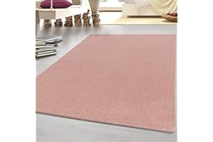 HomebyHome Tappeto Salotto Moderno Tappeti Soggiorno Rosa 140x200 cm - Camera da Letto Moquette a Pelo Corto Tinta Unita Morbido e Soffice - Tappeti per Cucina Disegno del Unicolore Rettangolare