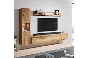 PIASKI Conjunto de Muebles de salón Paris, iluminación LED Opcional, Juego de Muebles de salón, Muebles de salón Modernos (Wotan/wotan)