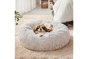WESTERN HOME WH Dog Bed,Cat Kitten Bed large washable,Waterproof Scruffs Dog Bed,Fluffy Plush Dog Basket with Anti-Slip Bottom,Light curry,M (50x50x20 cm)