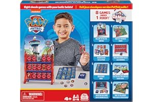 SPIN MASTER GAMES PAW Patrol, Games HQ Board Games for Kids Checkers Tic Tac Toe Memory Match Bingo Go Fish Card Games PAW Patrol Toys, for Kids Aged 4 and up