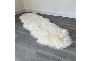 SHEEPSKIN WORLD Arthur Cameron - Genuine Double-Fleece Sheepskin Rug with a Natural Suede Backing - Non-Allergenic, Extra Thick & Dense Wool with a Soft, Fluffy Texture