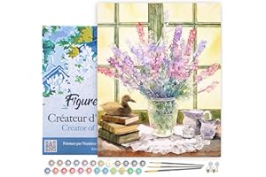 Figured'Art Dipingere con i Numeri con Telaio - Paint by Numbers Bouquet di lupini, Passatempo per Adulti, Kit Completo, Hobby Creativi - Quadri fai da te 40x50cm Tela Già Incorniciata