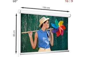 ROLLMAXXX 60" Rolleinwand Beamerleinwand Beamer Heimkino Projektionsleinwand 16:9 130x80