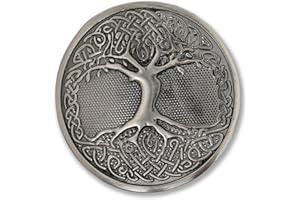 Kilt Emporium Tree of Life Kilt Belt Buckle – Round Brass Celtic Design, Symbolic Scottish Heritage, Fits Standard Kilt Belts