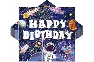CHEUKKA 30 Stück Weltraum Servietten Kindergeburtstag,Astronaut Servietten Geburtstag 33 * 33CM,Astronaut Kindergeburtstag Deko,Weltraum Servietten Deko Junge Mädchen