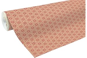 Clairefontaine 223802C - Une Bobine De Papier Kraft Brut Recyclé - Dimensions : 50mx70 cm - 70g - Motif : Géométrique Rouge - Papier Recyclé, Idéal pour Emballage Cadeaux, DIY, Loisirs Créatifs