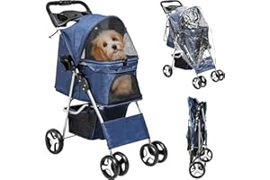 YITAHOME Carro Perro, Carrito para Perros, Cochecito de Viaje para Mascotas, Cochecito para Perros y Gatos, Plegable Carro para Perros, Portátil Cochecito Perro, Jogger para Mascotas (Azul)