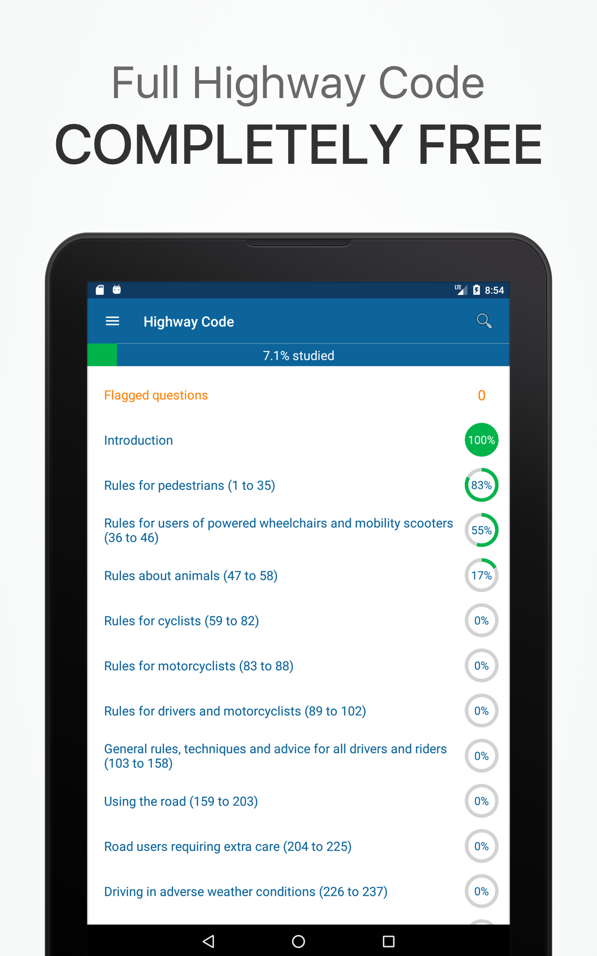 Highway Code UK 2018 free theory test companion featuring all road