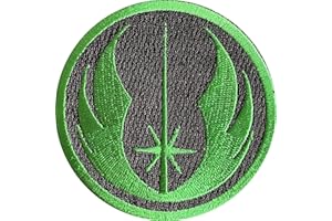 SUPER6PROPS Jedi Order Embroidered Iron on Patch in Green and Black. Size 75mm in Diameter.