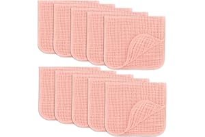 Comfy Cubs Muslinowe ściereczki do plucia, zestaw 6 dużych, 100% bawełny, 6 warstw, bardzo chłonne i miękkie (błękitne, 10 sztuk)