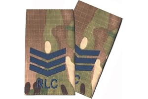 Contact Left Embroidery Pair RLC Blue on Multicam/MTP Match Sergeant Rank Slides/Epaulettes