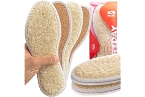 SULPO MAROL - Suolette in sughero con lana di pecora - calde suolette termiche in lana per scarpe invernali - inserti termici per scarpe con lana di pecora naturale - 2 paia misure: 23-50 (38)