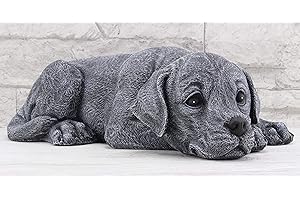 ‎STEINFIGUREN SPICKER STEINFIGUREN SPICKER Steinfigur Hund liegend 219/1, Gartenfigur Steinguss Tierfigur Basaltgrau