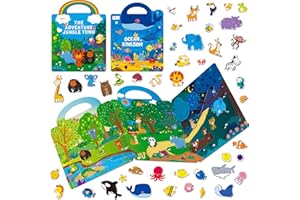 HEBAYY 2 Paquetes de Libro de Stickers Jelly, 72 Stickers de Gel de Animales Gruesos, Calcomanías Adhesivas Impermeables, Libro de Actividades Creativas Reutilizable, Juguetes Educativos para Niños Pequeños
