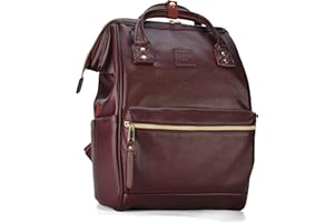Kah&Kee Faux Leather Backpack Diaper Bag Laptop Travel Doctor Teacher Bag For Women Man (Wine II)