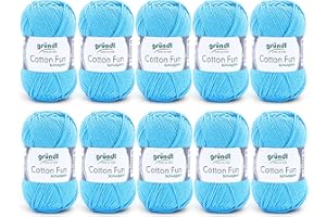 Filato per maglia/uncinetto Gründl Cotton Fun (lana per maglieria, set per uncinetto, morbido filato 100% cotone, certificato OEKO-TEX, 50 g/115 m, ferri: 3-4, 10 gomitoli da 50 g), Blu