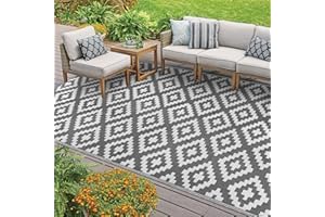 Homcomodar Outdoor Teppich 120x180cm Kunststoff Stroh Teppich Reversible Camping Matte UV-beständige Wasserdichter Außenbereich für Pinic Patio Balkon Strand BBQ