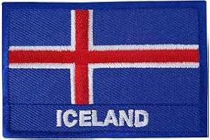 ELLU Toppa da applicare con stiratura o cucitura, motivo: bandiera dell’Islanda, ricamo distintivo di Reykjavik