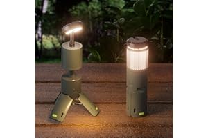 Viozon Outdoor Camping Lantern Light,Rechargeable with 10000mAh Power Bank,Height,Brightness Adjustable,450LM,IPX5 Waterproof,3 Light Modes,Flashlight for Traveling,Fishing,Portable,Magnetic Feet