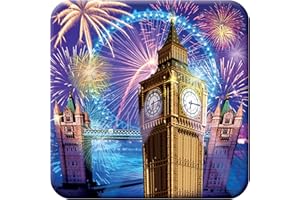 3D LiveLife Sottobicchiere di Sughero - London Eye & Big Ben di Deluxebase. Sottobicchiere Lenticolare in 3D a tema Londra. Tappetino antiscivolo con opera d'arte del celebre artista Michael Searle