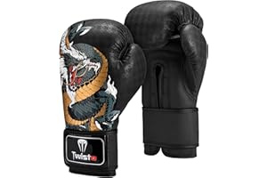 Twisto Boxing Gloves S6 - Pro Training & Sparring, Maya Hide Leather, Muay Thai, MMA, Kickboxing, Men, Women, Adults, Heavy Punching Bag, Focus Mitts, Pads, Gym Workout, 10oz 12oz 14oz 16oz