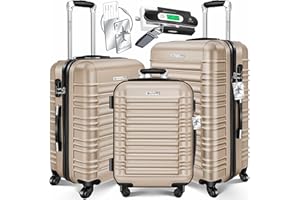 KESSER® Set de 3 valises à Coque Dure, Set de valises de Voyage, Trolley Valise, INCL. Balance de Valise + étiquette de Bagage, Valise à roulettes, Serrure, 4 roulettes, Poignée télescopique M-L-XL