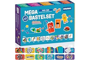 Smowo® Mega Bastelset Starterset - Bastelbox Mix - mit kreativen Bastelideen - Bunte Bastelbedarf Box zum basteln für Mädchen und Jungen