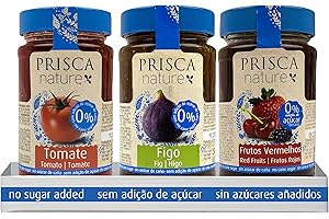 PRISCA Mermelada de Tomate, Higos, Frutos Rojos Sin Azúcar - Paquete com 3 Unidades