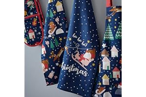 Catherine Lansfield Dining Santa's Christmas Wonderland Geschirrtücher, Baumwolle, 50 x 70 cm, Marineblau, 1 Paar