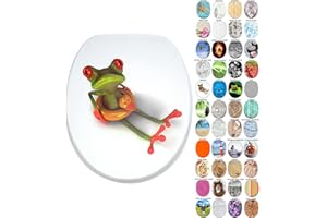 Sanilo Abattant WC, Grande sélection de lunettes de toilette, Finition de haute qualité, Charnières robustes, Fixation facile (Froggy)