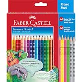 FABER-CASTELL 201540 24-Piece Triangular Unbreakable Colored Pencils for Kids and Adults Includes 4 Neon Colours and 2 Pencil
