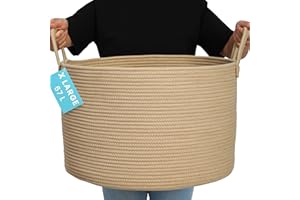 OrganiHaus Cesto 50x33cm XL Miele – Sacca Morbida in Corda di Cotone per Coperte, Indumenti Usati, Giochi del Cane o Asciugamani