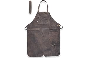 Angus Stoke Henry - Grembiule da barbecue in pelle, stile vintage, in pelle, per barbecue e cucina, Antico, Taglia unica