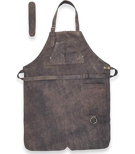 Grembiule In Pelle Angus Stoke Bob - 100% Pelle Di Bufalo, Tasche Grandi, Regolabile (XXL-XXXL) - Foto 12