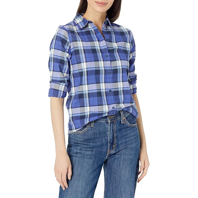 French Connection Heren Large Gingham Flannel Check Overhemden met lange mouwen Gemeleerd Antraciet
