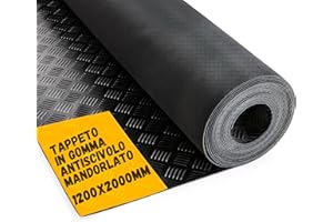 JIMMY GUM - Tappeto Gomma Antiscivolo Mandorlato 1,2 x 2 m - Tappeto per Fiere, Esposizioni, Magazzini e Garage - Tappeto per Pavimento in Gomma Antiscivolo - Tappeti di Gomma a Metro