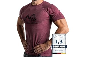 Natural Athlet Slim-Fit Fitness Tshirt für Herren – Enges & langes schnelltrocknendes Männer Kurzarm Gym T-Shirt – für Sport, Gym, Fitnessstudio, Workout, Bodybuilding und Krafttraining