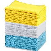 Amazon Basics Microfibre Cleaning Cloth, 12" x 16", 24 Count, Multicolor