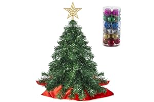 Juego de miniárboles de Navidad Prextex de 55 cm con Adornos Colgantes y Estrella para lo Alto para Decoraciones navideñas caseras