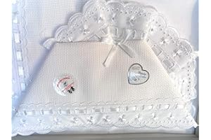 T&R BABY set lenzuolino 3 pz culla carrozzino da ricamare con inserti in san gallo (bianco)