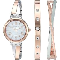 Anne Klein New York Swarovski Crystal Accented Rose Gold-Tone and 