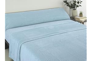 D DONEGAL COLLECTIONS Donegal Collections - Juego de Sabanas Coralina Cama 135 - Set 3 Piezas Bajera Ajustable, Sábana Encimera y Funda Almohada - Sabanas Coralina 135 - Sábanas 135 x 190 - Sabanas Invierno - Azul