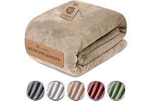 luxoon Fleecedecke Flauschig Warm Winter – Kuscheldecke für Gemütliche Winterabende, Ultra Weich und Wärmend, Ideal für Sofa und Bett, 100% Polyester, Farbe 1er Pack 130x150cm, Sand