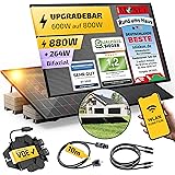 Solakon® 880W Balkonkraftwerk 800W / 600W komplett Steckdose - Upgradebarer Wechselrichter - Inklusive Halterung - 440W Bifaz